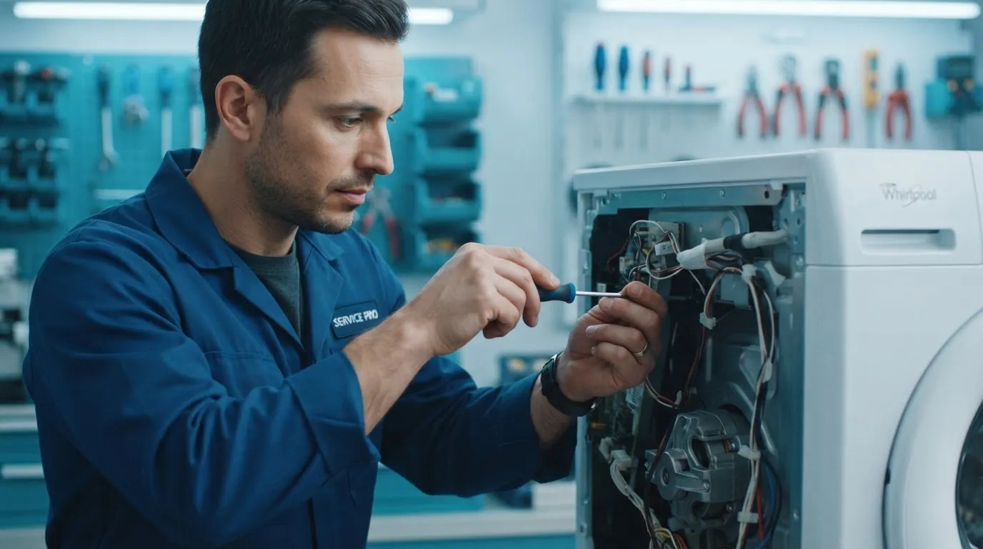 Ein Techniker der Urben AG bei der Reparatur eines Haushaltsgeräts